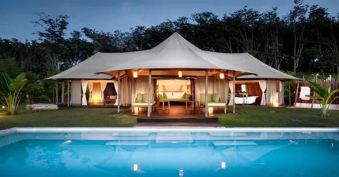 9 Hornbills Tented Pool Villa  Tented Pool Villa_Front_night